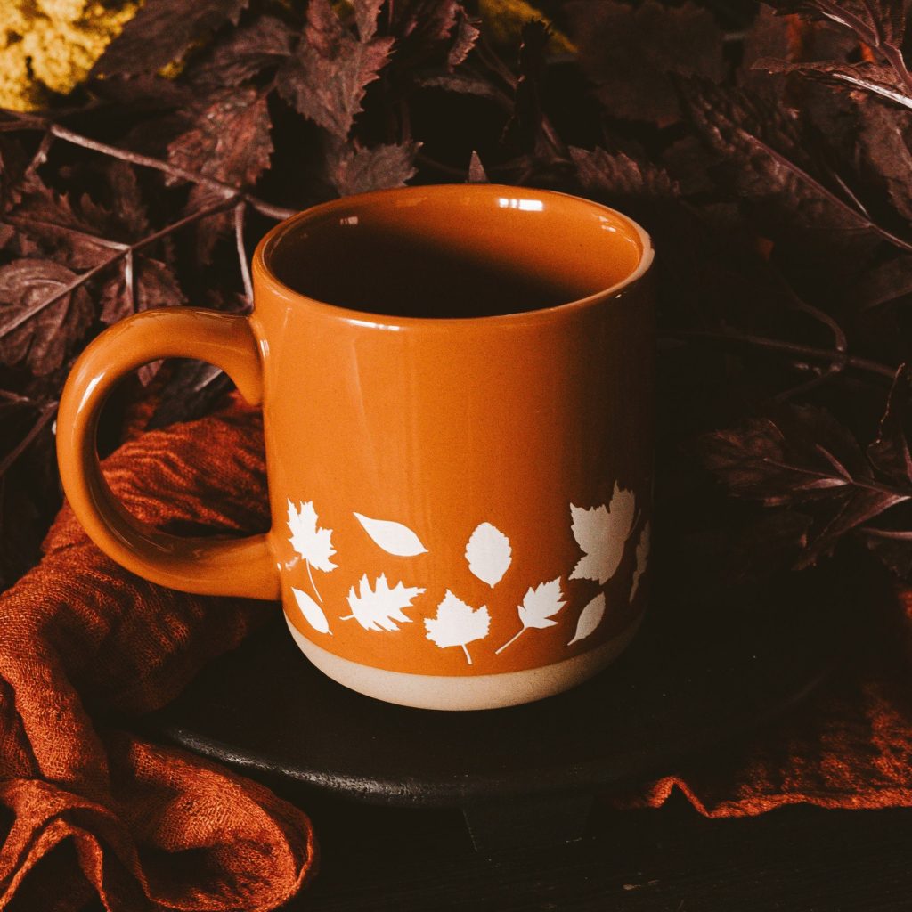 Fall Leaves Stoneware Coffee Mug - Fall Coffee Mug for Home - Halloween Coffee Mug, Fall Gifts and Fall Home Decor