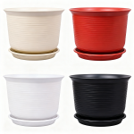 Pack de 4 macetas de resina ecológicas, disponibles en varios tamaños y colores