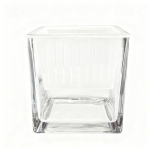 1 マルチサイズスクエアガラスクリア水耕栽培バスケット付き花瓶