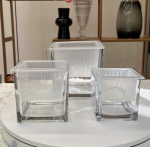 1 Multi-Size Square Glass Clear Hydroponic Vase with Planting Basket - 画像2