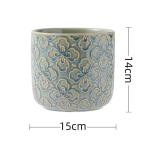 Mittlerer Blumentopf aus Keramik im europäischen Stil + Untersetzer aus Kunststoff (2)