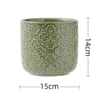 Mittlerer Blumentopf aus Keramik im europäischen Stil + Untertasse aus Kunststoff (Tracking Through the Green Fields)