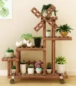 Movable Windmill Solid Wood Plant Stand (Plant not included) - Imagen 2