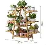 Courtyard, Balcony, Freestanding Small Flower Stand Nanmu Bamboo Material (Plant not included)